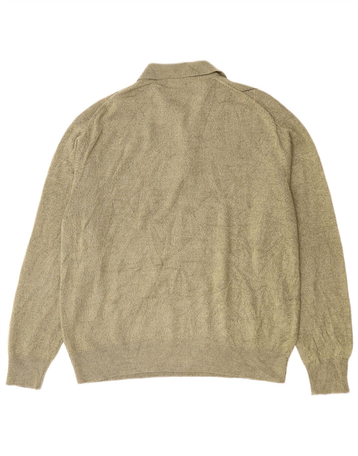 Dockers Herre Polo Neck Jumper Sweater Medium Khaki Argyle/Diamond Akryl