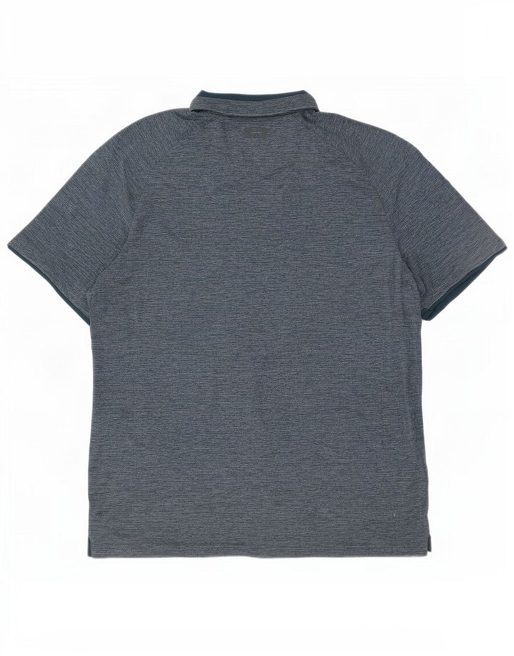 Under Armour Herre Heat Gear Polo Shirt Large Blue Flecked Polyester
