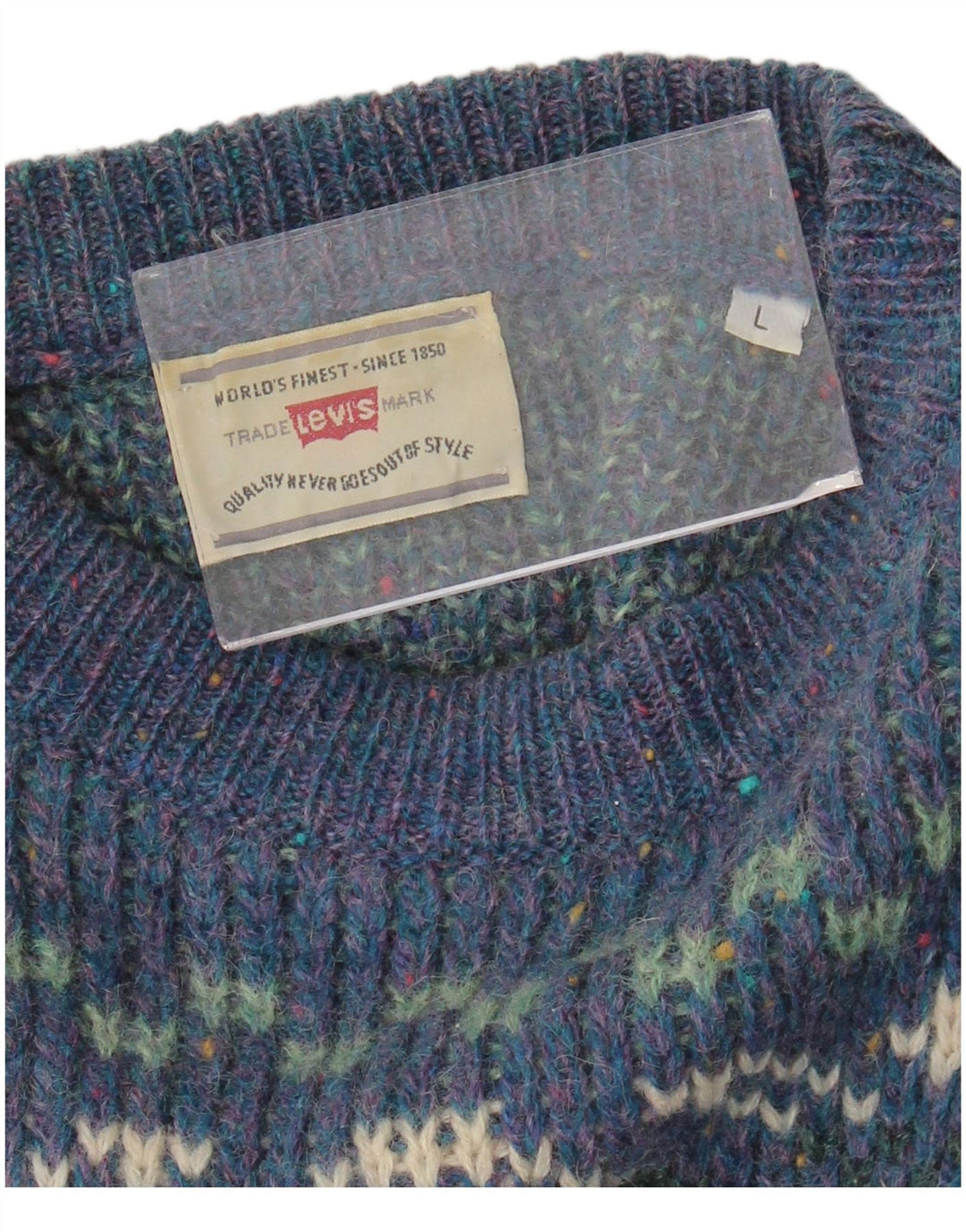 Levi's Dame Boat Neck Jumper Sweater UK 16 Large Blue Fair Isle
