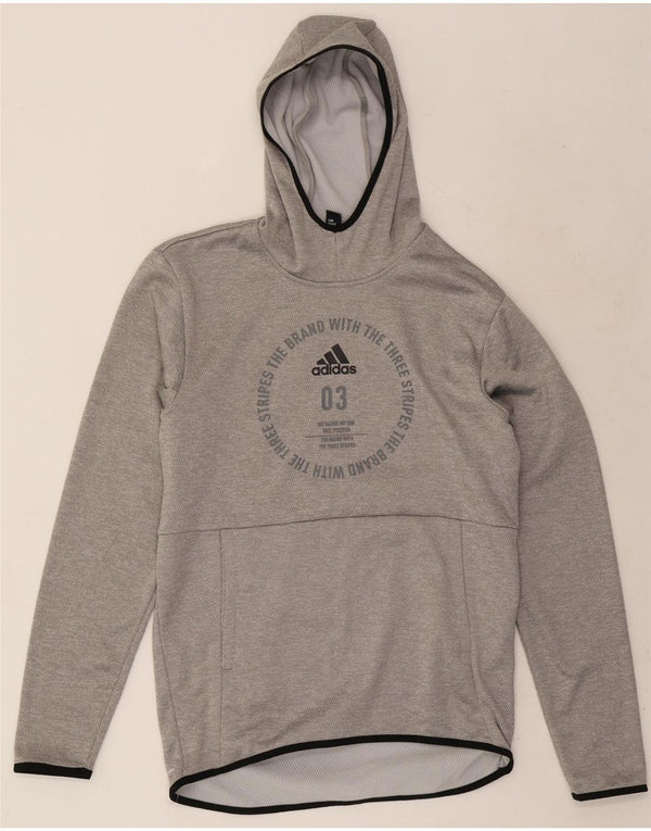 Adidas Grafisk hættetrøje til mænd, lille grå polyester