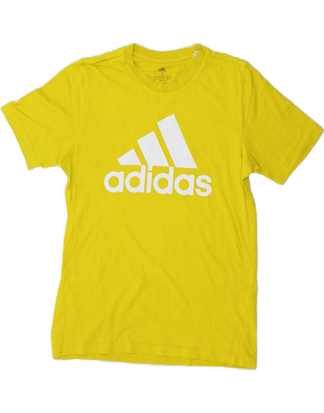 ADIDAS Mens Graphic T-Shirt Top Small Yellow Cotton Vintage Adidas and Second-Hand Adidas from Messina Hembry 