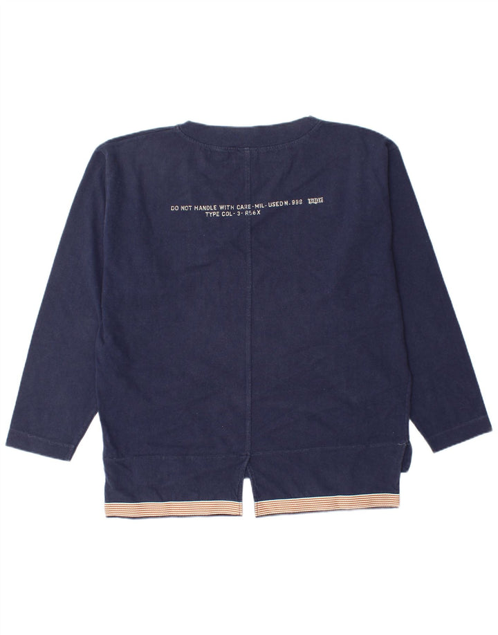 Sisley Womens Grafisk Oversized Sweatshirt Jumper UK 14 Medium Navy Blue