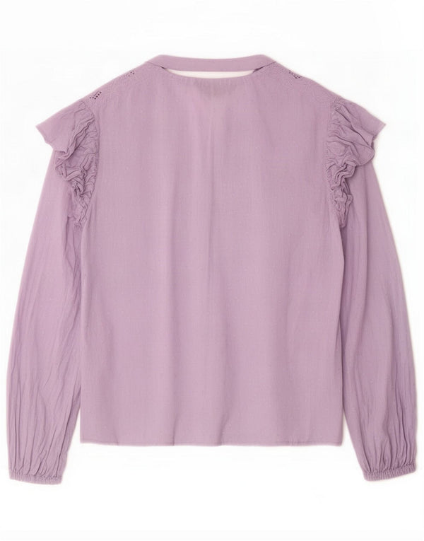 Lipsy Womens Flæse Front Shirt Bluse UK 10 Small Purple Cotton