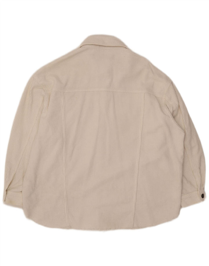 Zara Dame Oversized Corduroy Jacket UK 10 Small White Bomuld