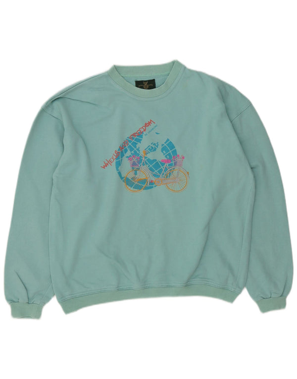 Vagabond Womens Grafisk Oversized Sweatshirt Jumper UK 10 Small Turkis