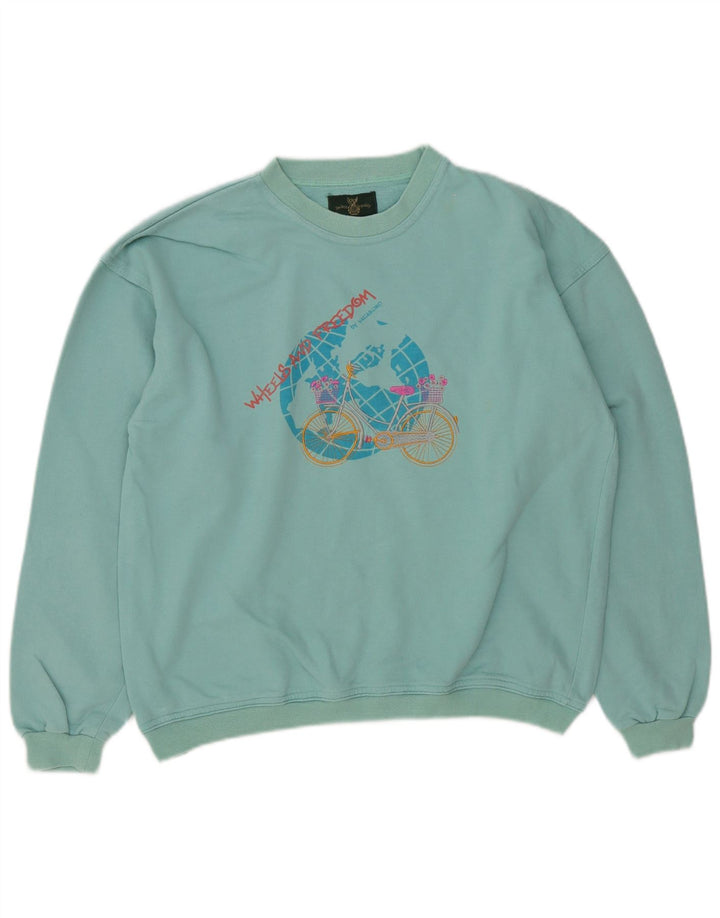 Vagabond Womens Grafisk Oversized Sweatshirt Jumper UK 10 Small Turkis