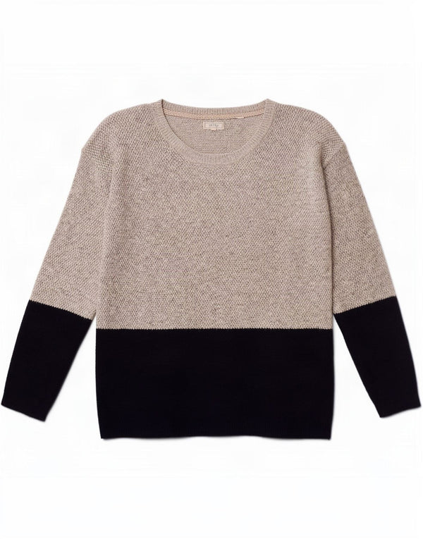 Fat Face Dame Boat Neck Jumper Sweater UK 12 Medium Grey Colourblock