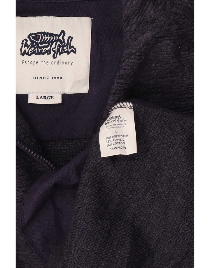 Weird Fish Herre Zip Neck Sweatshirt Jumper Large Purple Polyester