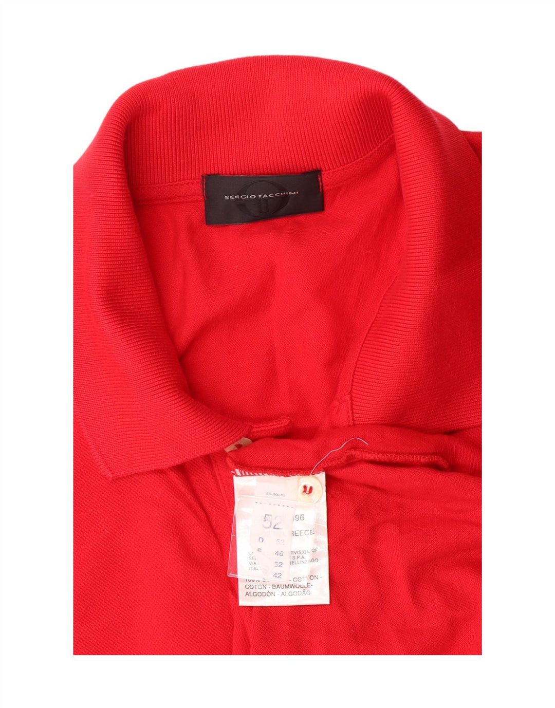 SERGIO TACCHINI Mens Long Sleeve Polo Shirt IT 52 Large Red Cotton