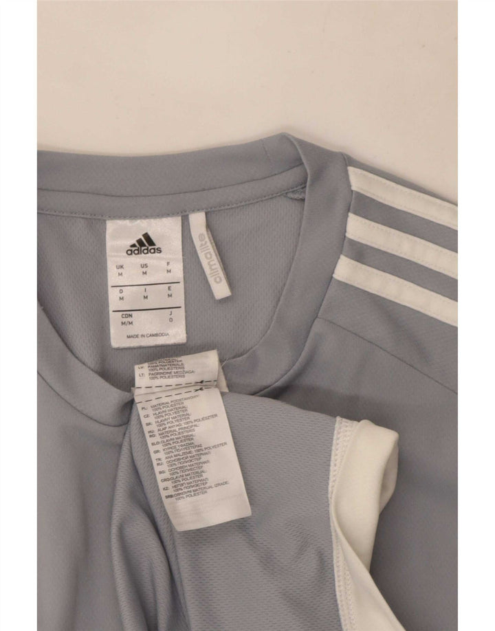 Adidas Herre Climalite T-Shirt Top Medium Grey Colourblock Polyester