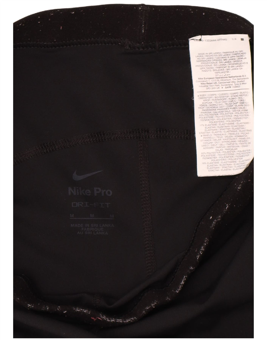 Nike Dame Dri Fit Grafiske Leggings UK 12 Medium Sort Polyester