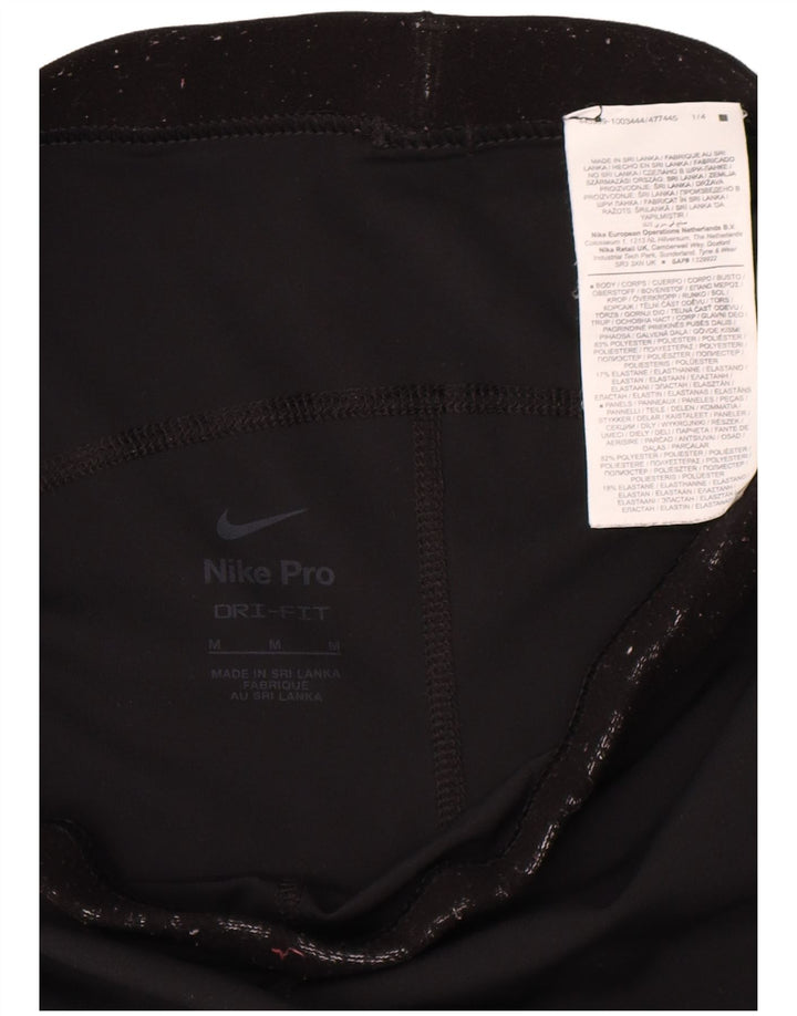 Nike Dame Dri Fit Grafiske Leggings UK 12 Medium Sort Polyester