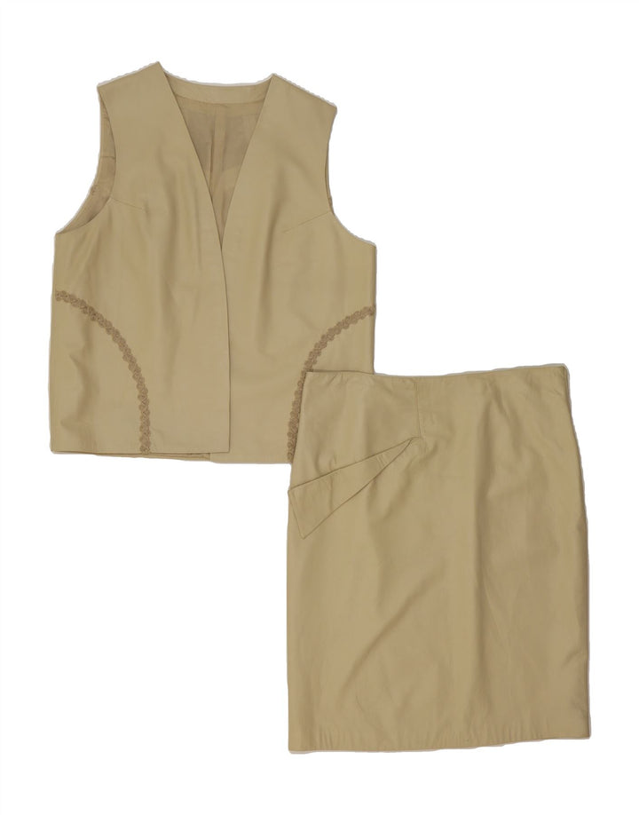 VINTAGE Womens 2 Piece Skirt Set UK 14 Medium W36  Beige Vintage Vintage and Second-Hand Vintage from Messina Hembry 