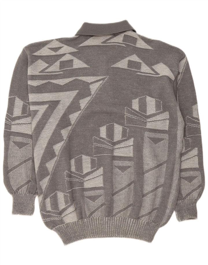 Ferrari Herre Polo Neck Jumper Sweater XL Grå Geometrisk Uld
