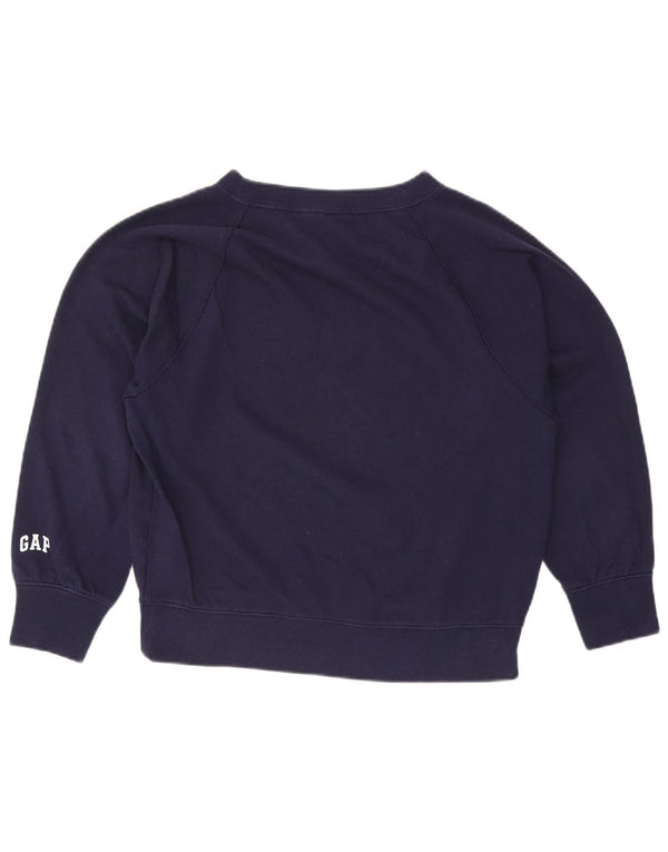 Gap Dame Oversized Grafisk Sweatshirt Jumper UK 10 Small Navy Blue Bomuld