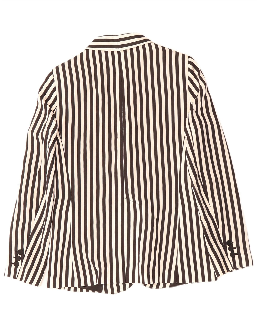 ZARA Blazerjakke med 1 knap til kvinder UK 12 Medium Sort nålestribet polyester