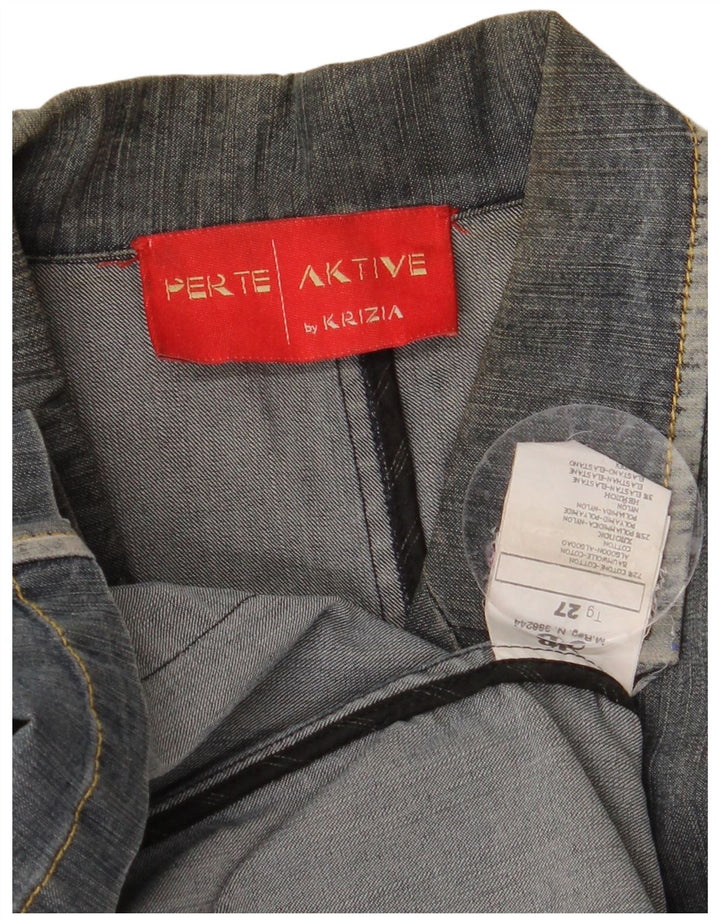 PERTE BY KRIZIA Dame 3-knaps denim blazerjakke UK 14 Large Blue