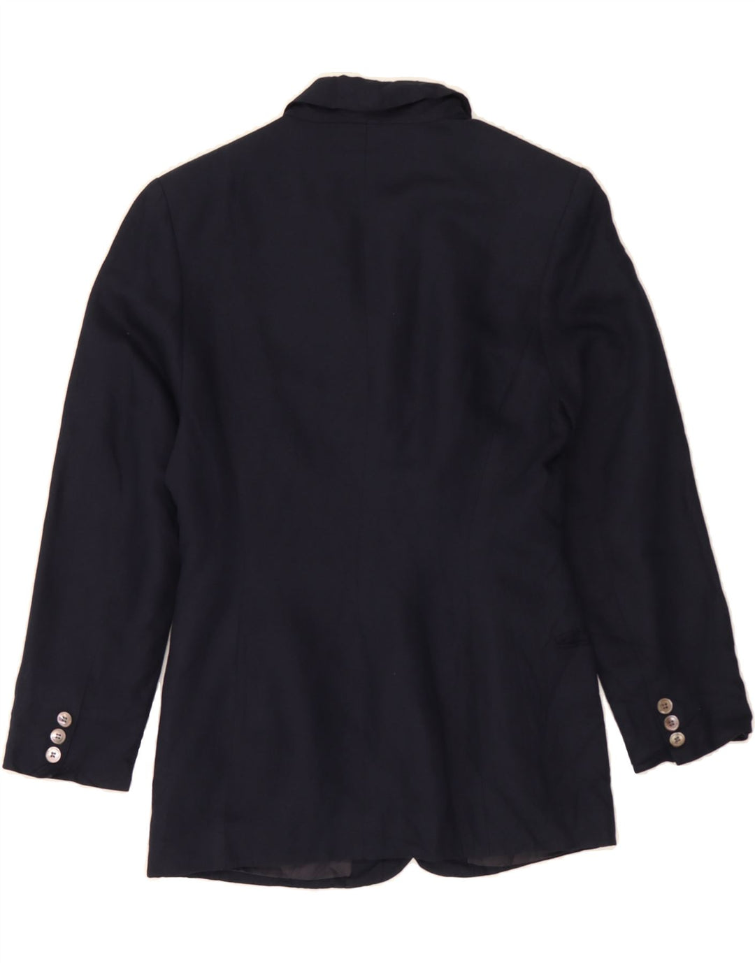 LAURA ASHLEY Womens 4 Button Blazer Jacket US 10 Large Navy Blue Linen Vintage Laura Ashley and Second-Hand Laura Ashley from Messina Hembry 