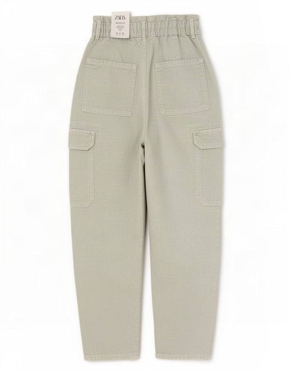 Zara Womens High Rise Loose Jeans EU 32 2XS W22 L24 Green Cotton
