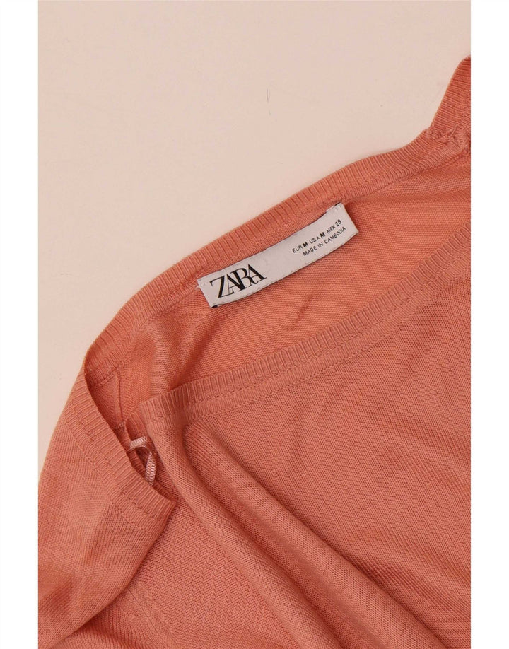 Zara Womens Relaxed Fit Bluse Top UK 14 Medium Pink