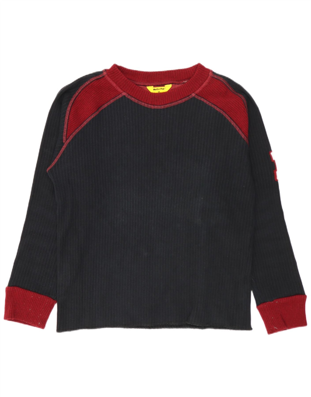 Meltin' Pot Herre Top Langærmet Medium Sort Colourblock Bomuld
