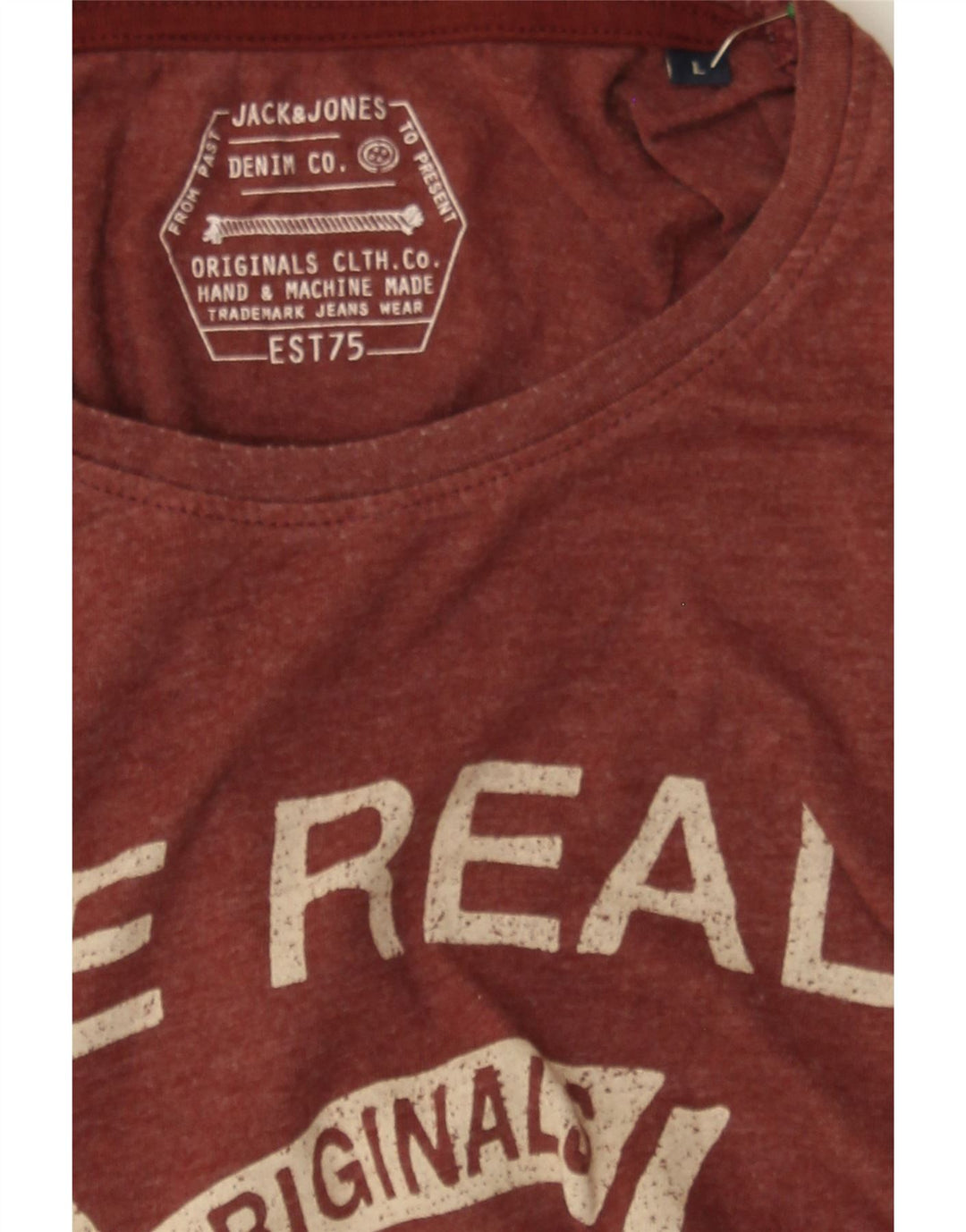 JACK & JONES Mens Graphic T-Shirt Top Large Red Cotton Vintage Jack & Jones and Second-Hand Jack & Jones from Messina Hembry 