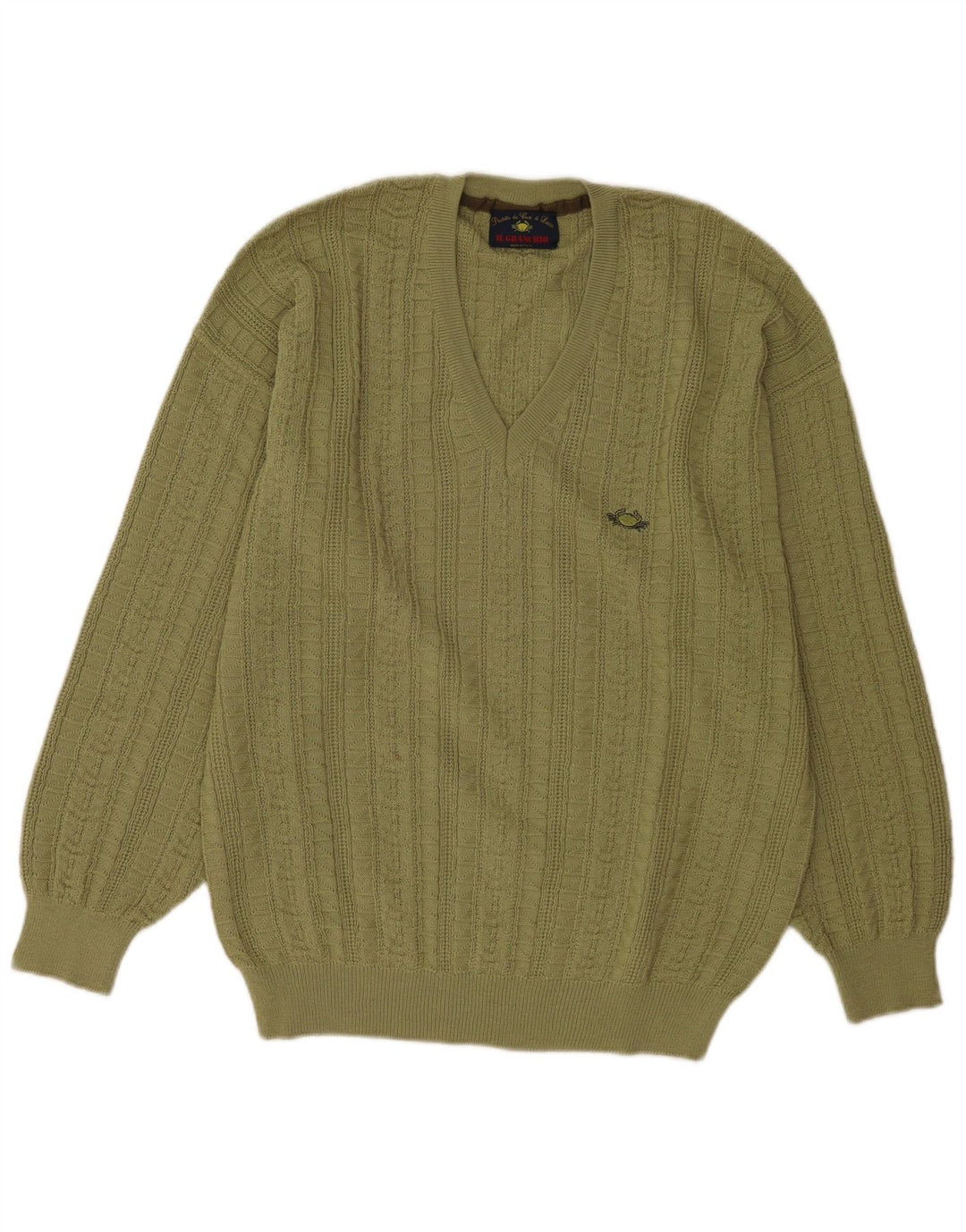 Il Granchio Herre V-hals sweater Stor grøn uld