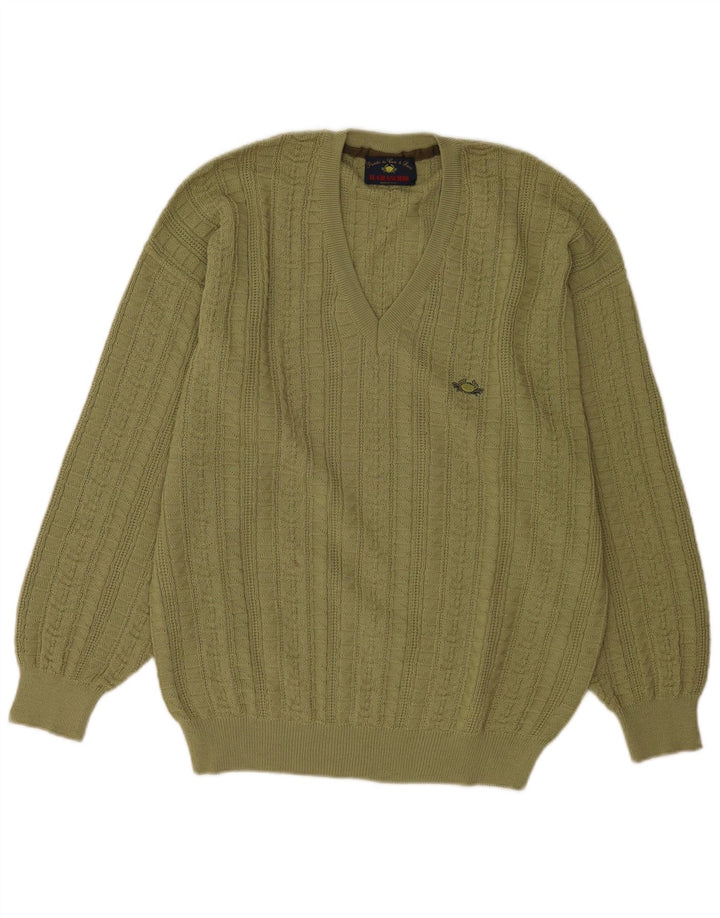 Il Granchio Herre V-hals sweater Stor grøn uld