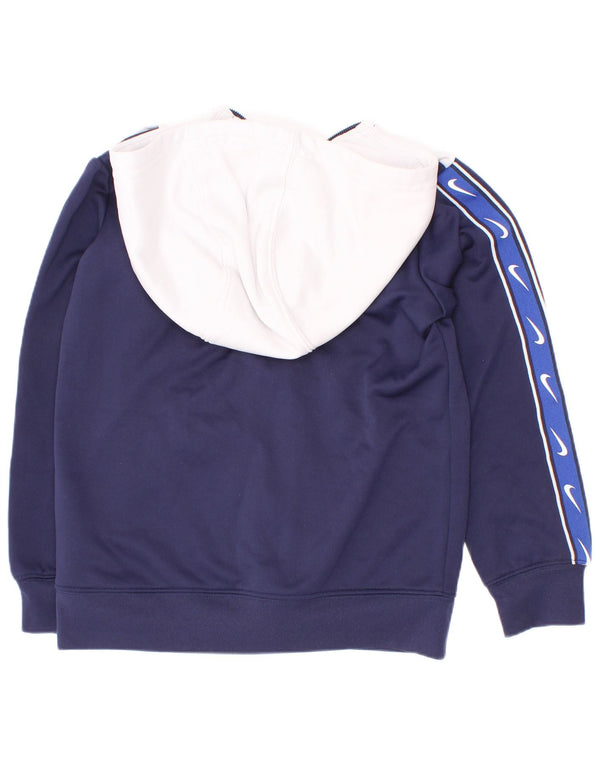 Nike drenge Dri Fit hættetrøje med lynlås 4-5 år lille marineblå farveblok