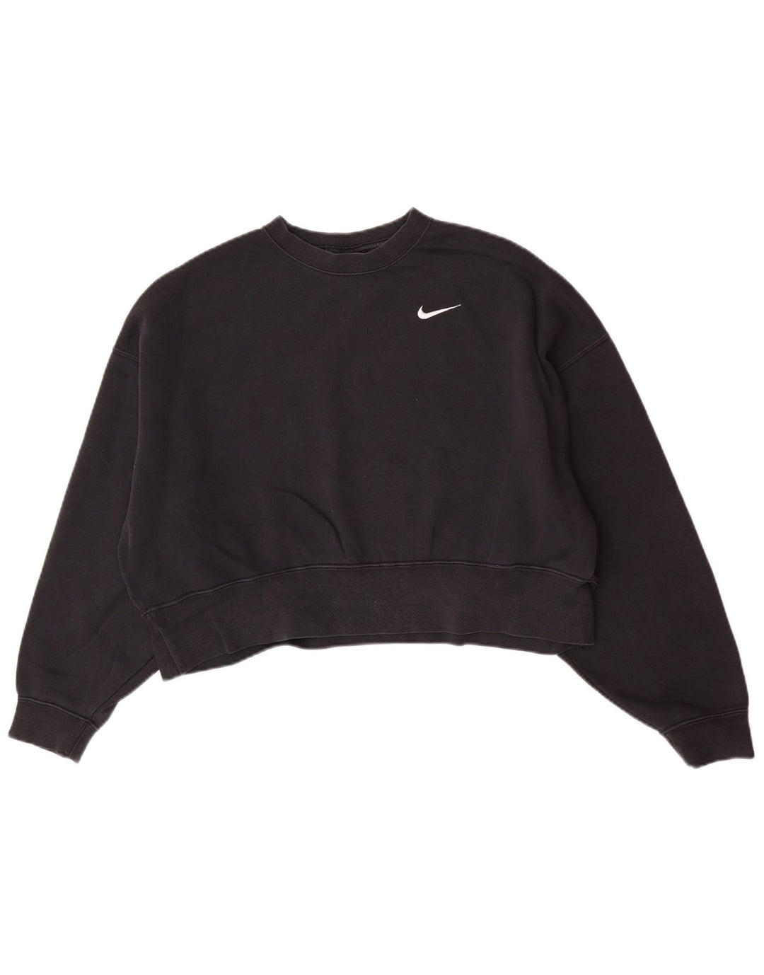 Nike Womens Crop Oversized Sweatshirt Jumper UK 10 Small Black Bomuld