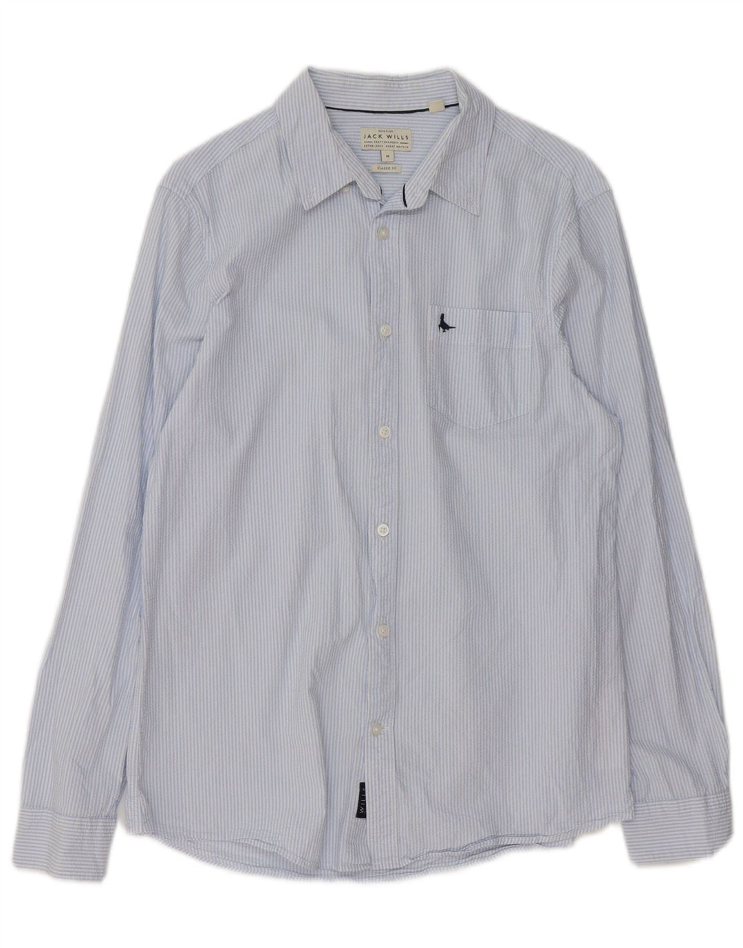 Jack Wills Herre Classic Fit skjorte Medium Blue Pinstripe Cotton