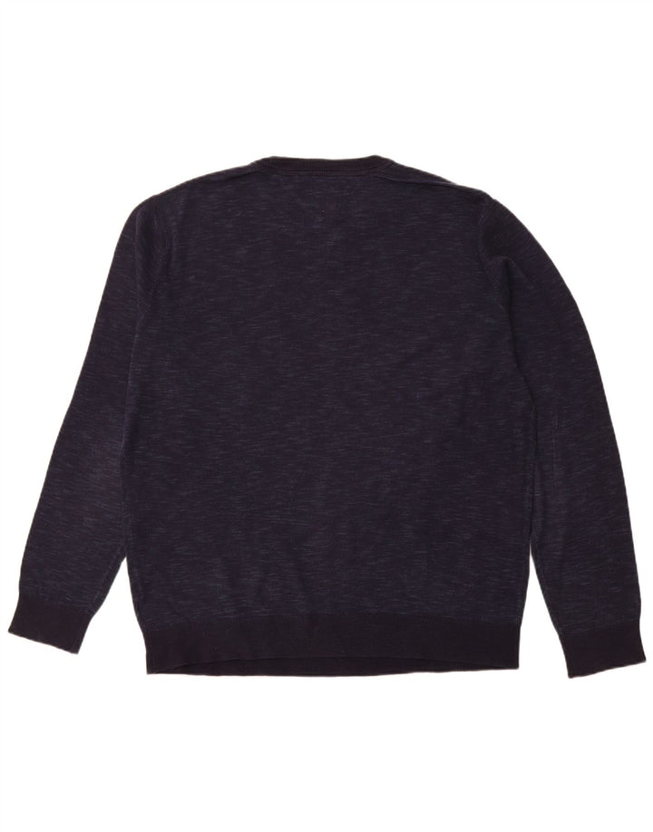TOMMY HILFIGER Herre sweater med rund hals 2XL marineblå flækket bomuld