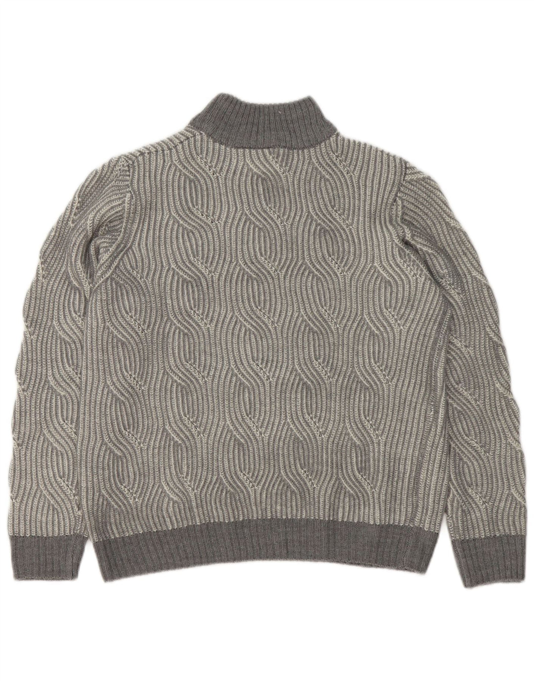 Vintage Herre Turtle Neck Jumper Sweater UK 40/42 Medium Grå Geometrisk