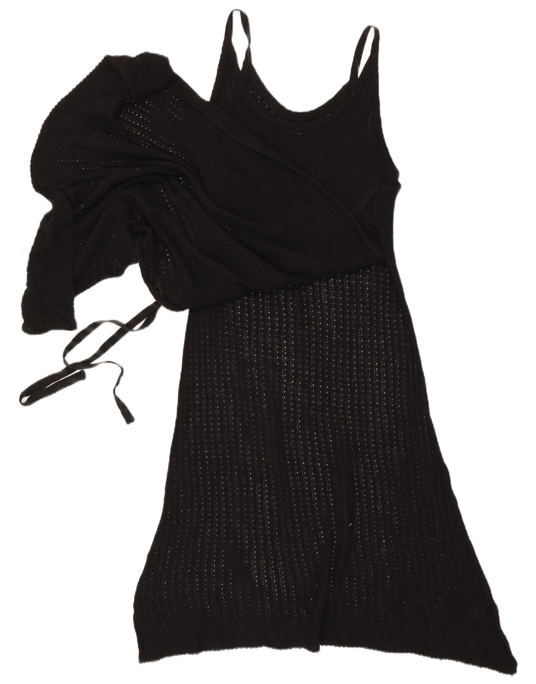Zara Dame Ærmeløs Strik Asymmetrisk Kjole UK 14 Medium Sort