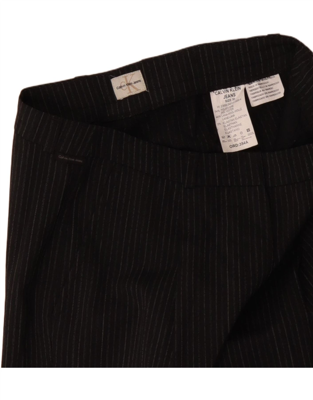 CALVIN KLEIN lige chinobukser til kvinder W30 L31 grå stribet polyester