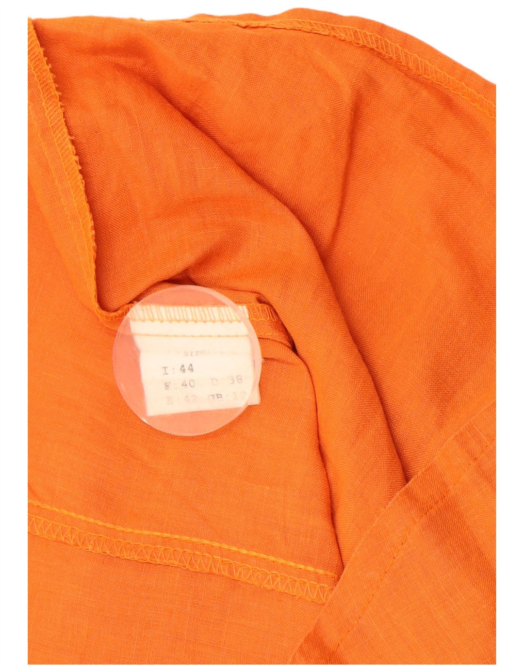 VINTAGE kortærmet skjorte til kvinder UK 12 Medium Orange Linen