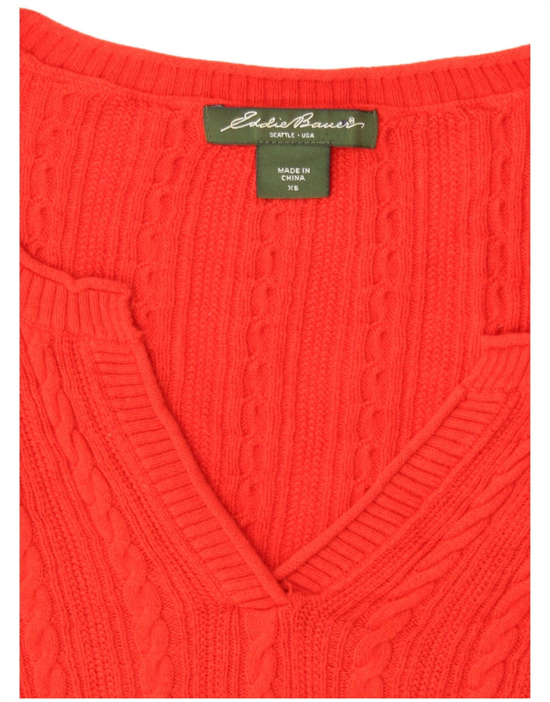 EDDIE BAUER Dame Oversized 3/4-ærmet V-hals sweater UK 6 XS Rød