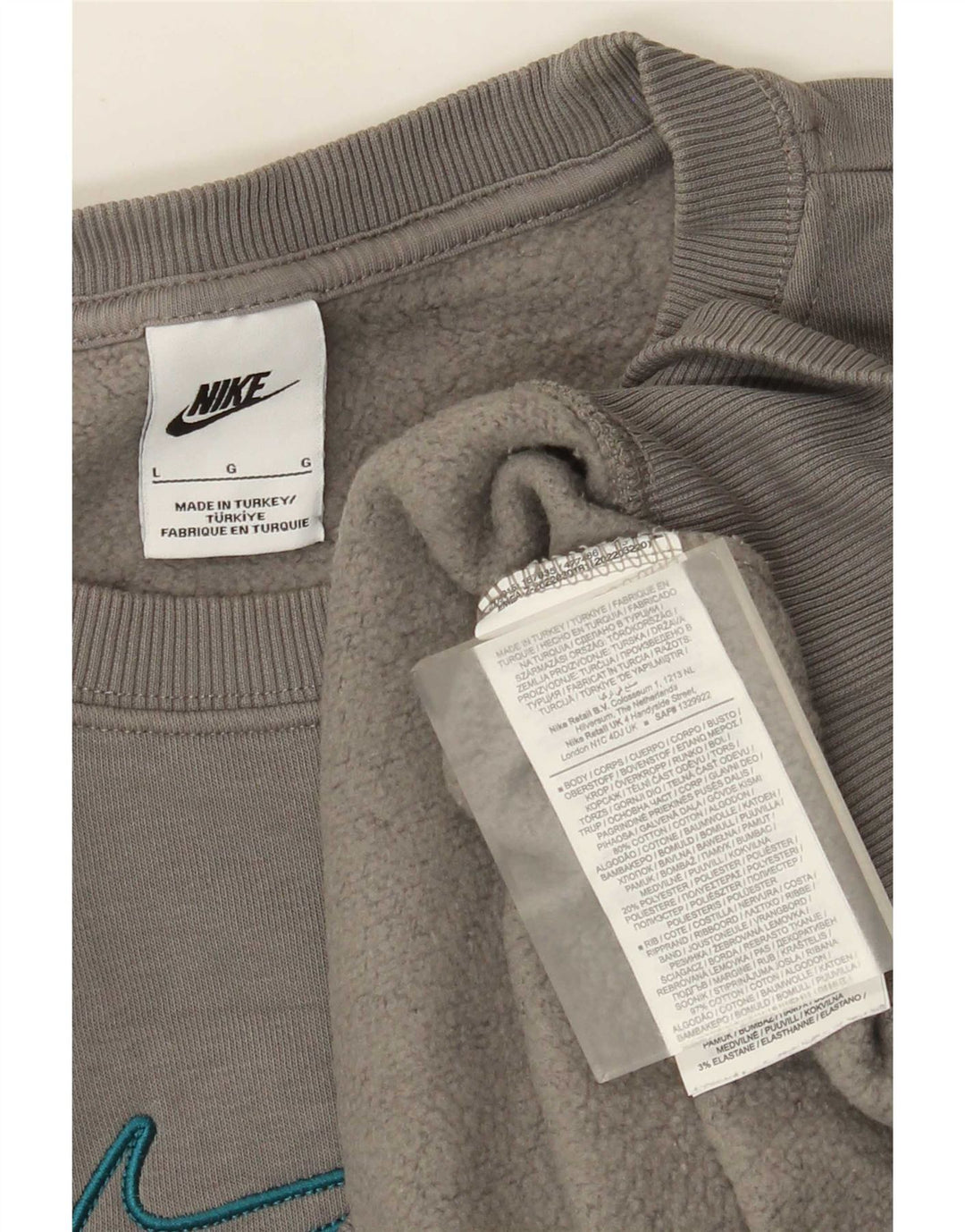 Nike Herre Loose Fit Sweatshirt Jumper Large Grå Bomuld