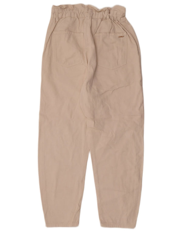 Zara Dame Højtaljede Cropped Jeans EU 38 Small W28 L25 Beige Bomuld