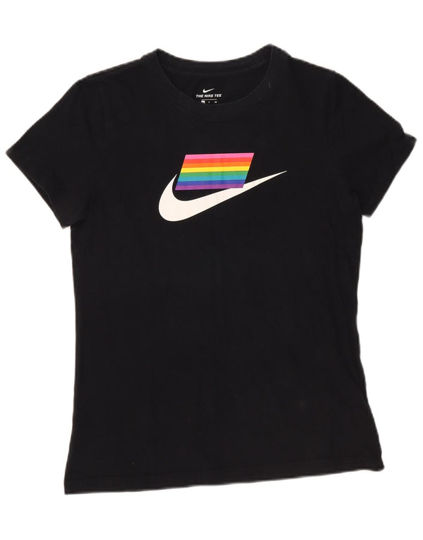 Nike Grafisk T-Shirt Top UK 10 Small Black Bomuld