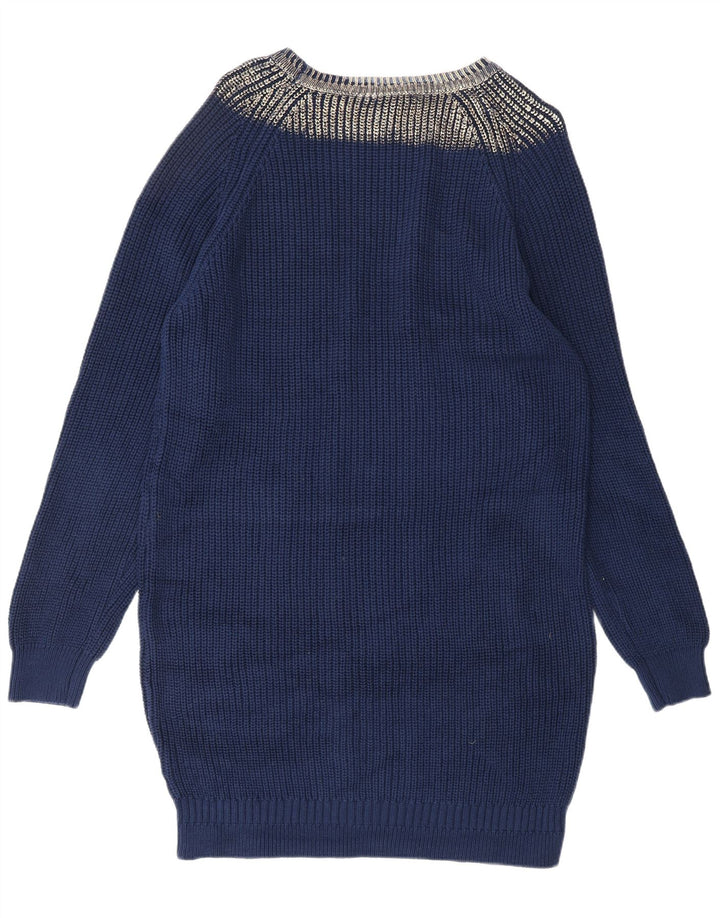 VINTAGE Womens Jumper Dress IT 42/44 Medium Navy Blue Colourblock