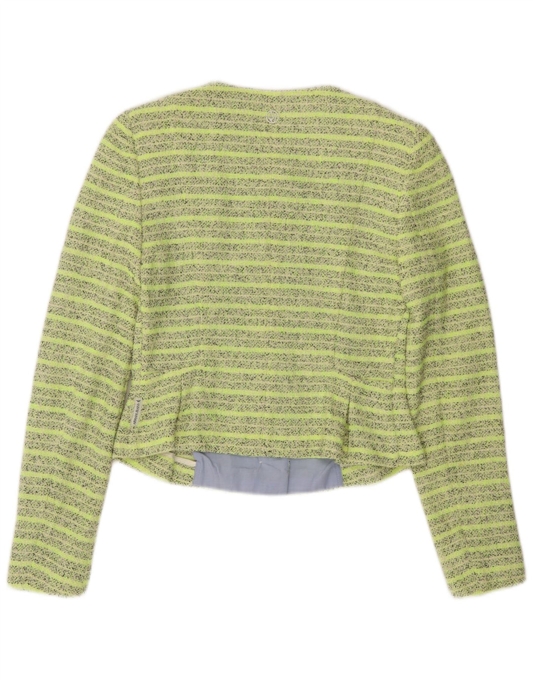 ARMANI JEANS Dame Crop 5-knaps blazerjakke IT 42 mellemgrøn stribet