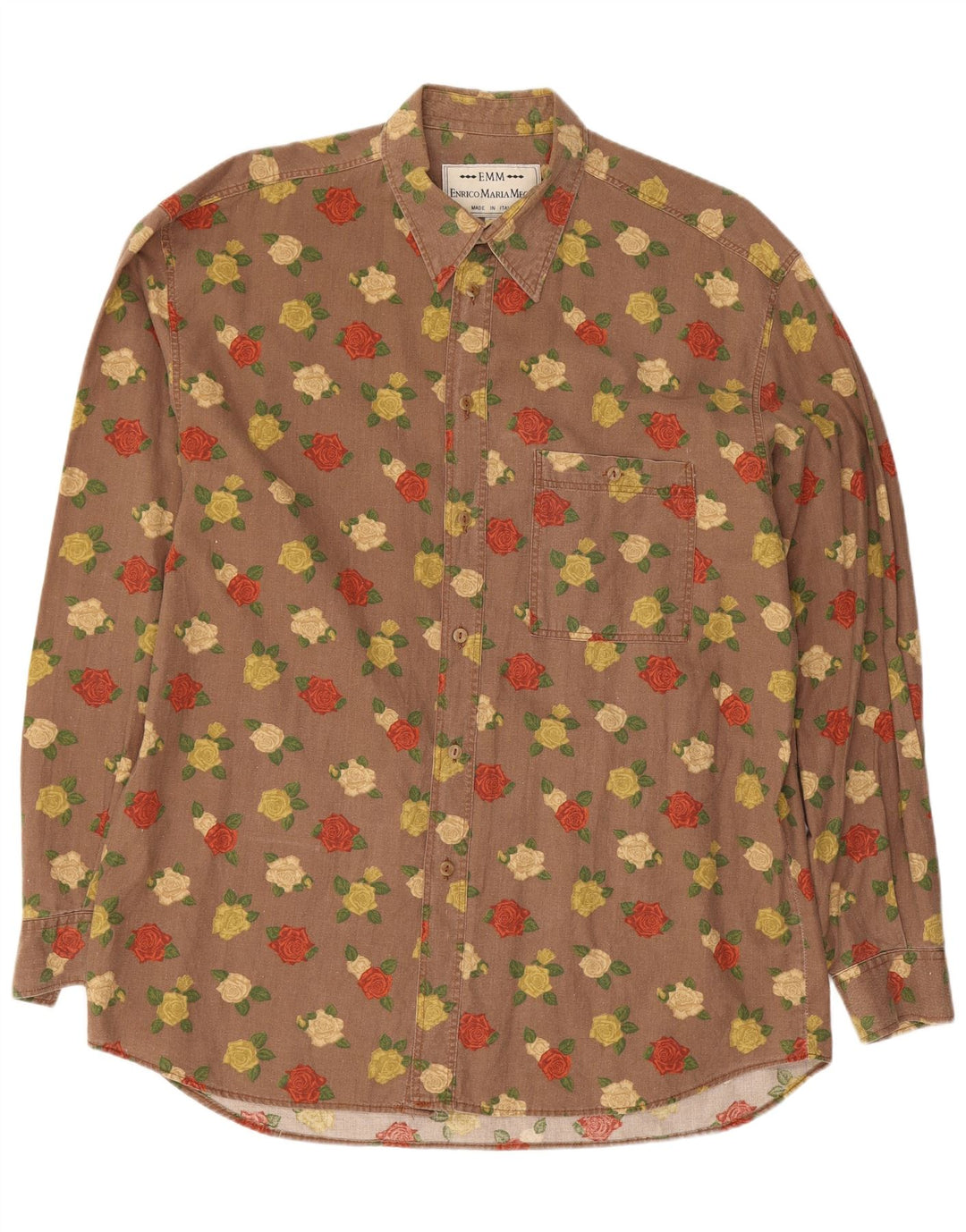 Vintage herreskjorte stor brun blomster