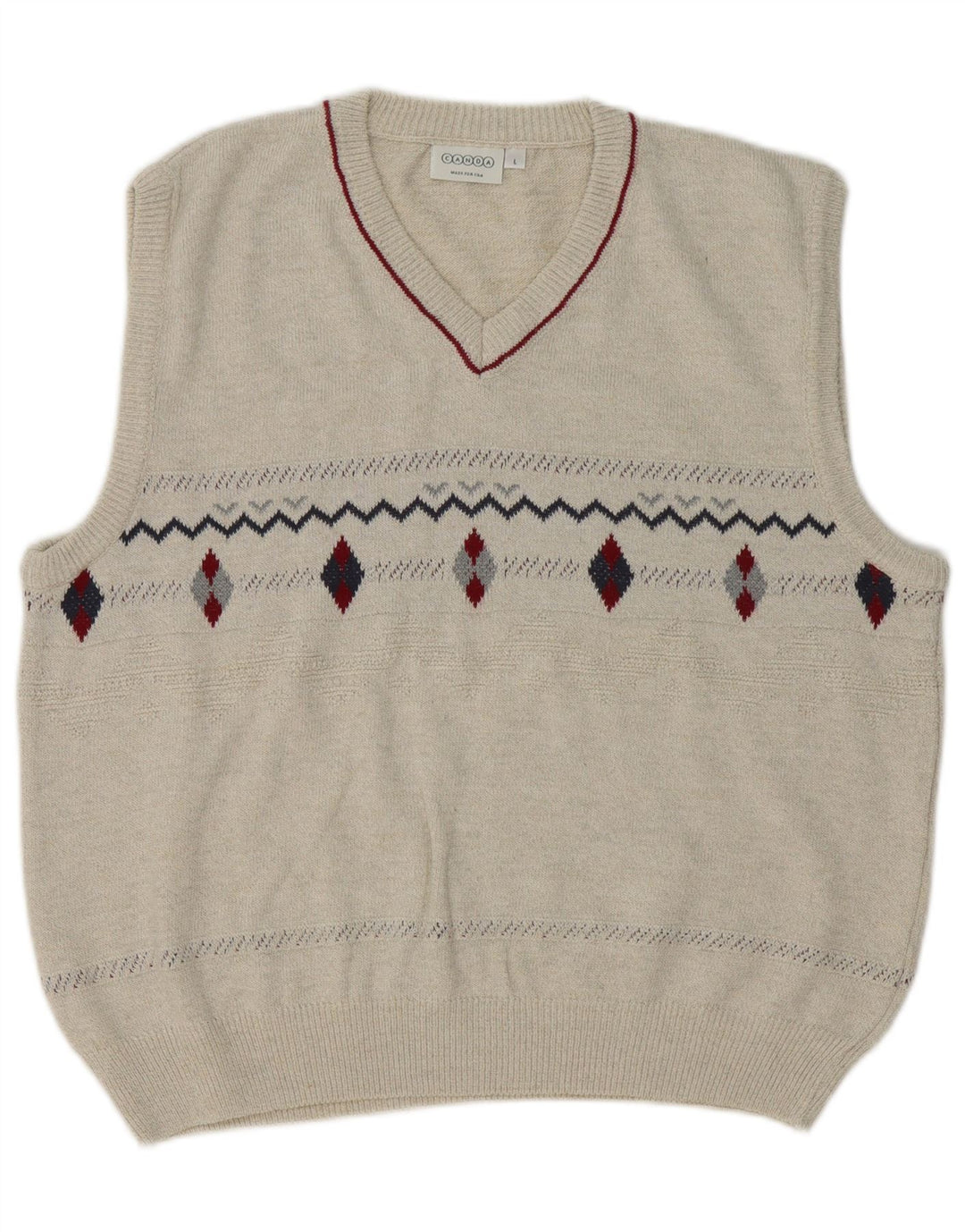 Canda Vest Tank Top Stor Beige Argyle/Diamant Bomuld