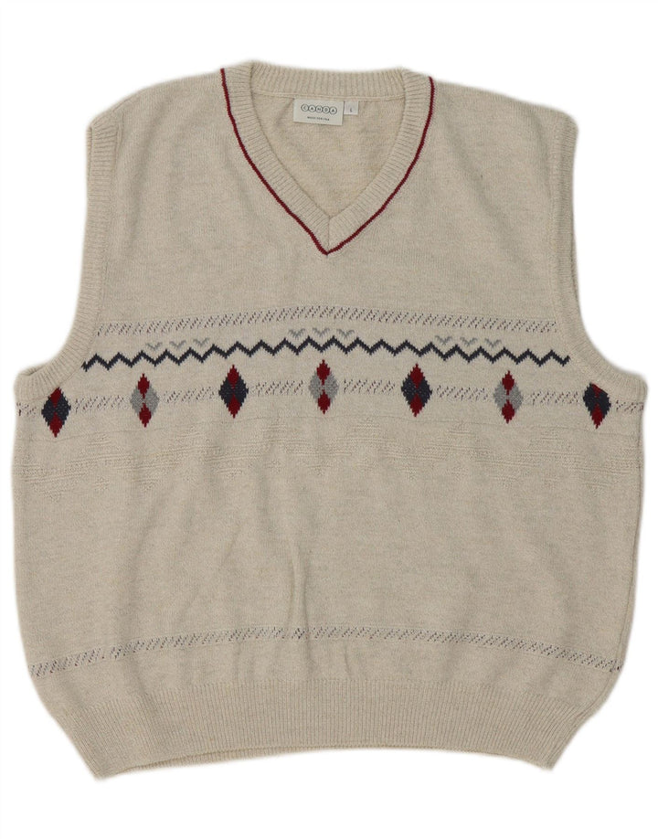 Canda Vest Tank Top Stor Beige Argyle/Diamant Bomuld