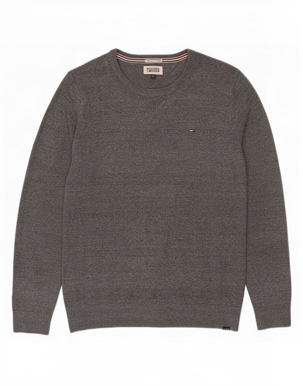 Tommy Hilfiger Mens Boat Neck Jumper Sweater 2XL Grey Flecked Cotton