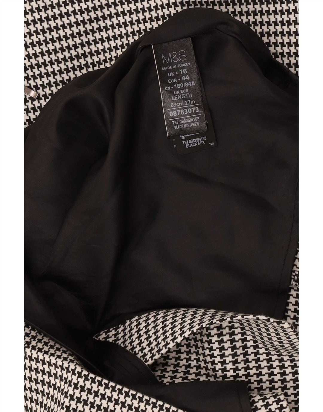 Marks & Spencer Pencil Nederdel til kvinder UK 16 Large W34 Black Houndstooth