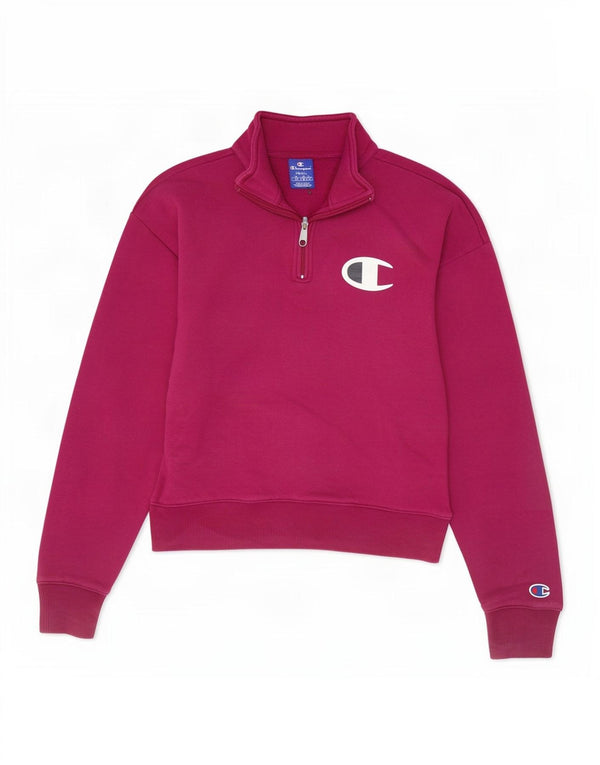 Champion Womens Crop Oversized Sweatshirt Jumper UK 10 Small Maroon