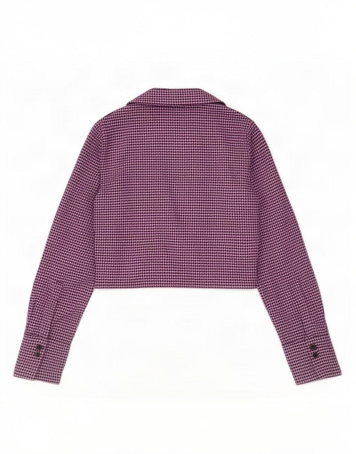 Zara Womens Bolero Top UK 10 Small Pink Houndstooth