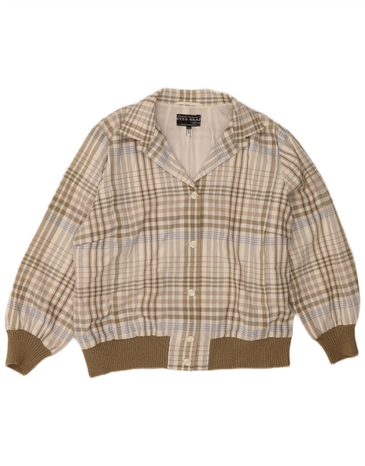 Vintage bomberjakke til kvinder IT 44 Mellemgrøn ternet polyester